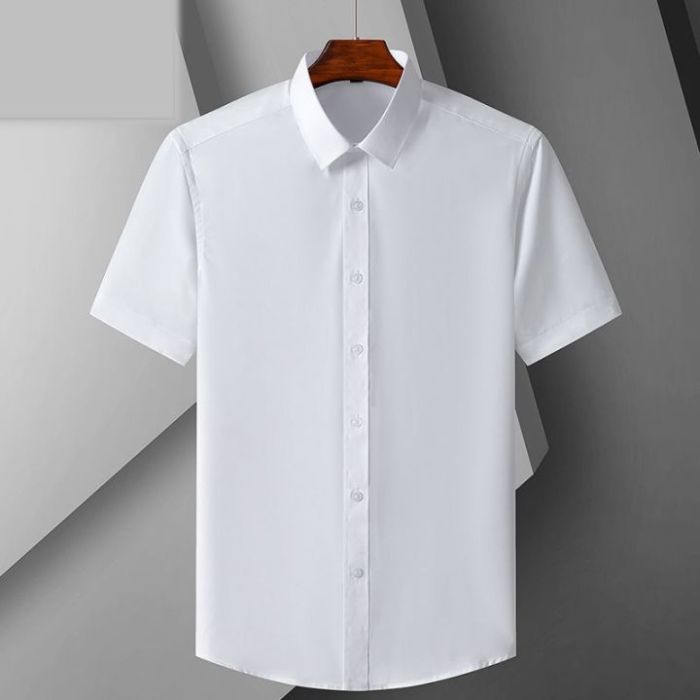 Mens short sleeve button up white dress shirt