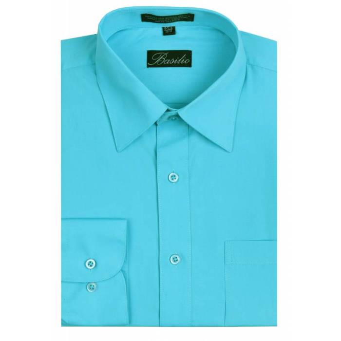 Turquoise blue mens dress shirt