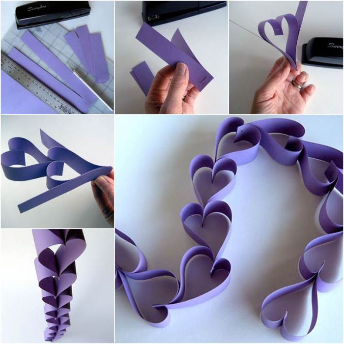 How to make paper heart chain decoration