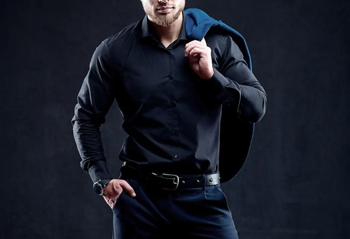 Mens black casual dress shirt